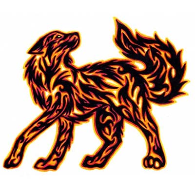 Flaming Wolf Tribal Design Water Transfer Temporary Tattoo(fake Tattoo) Stickers NO.11708